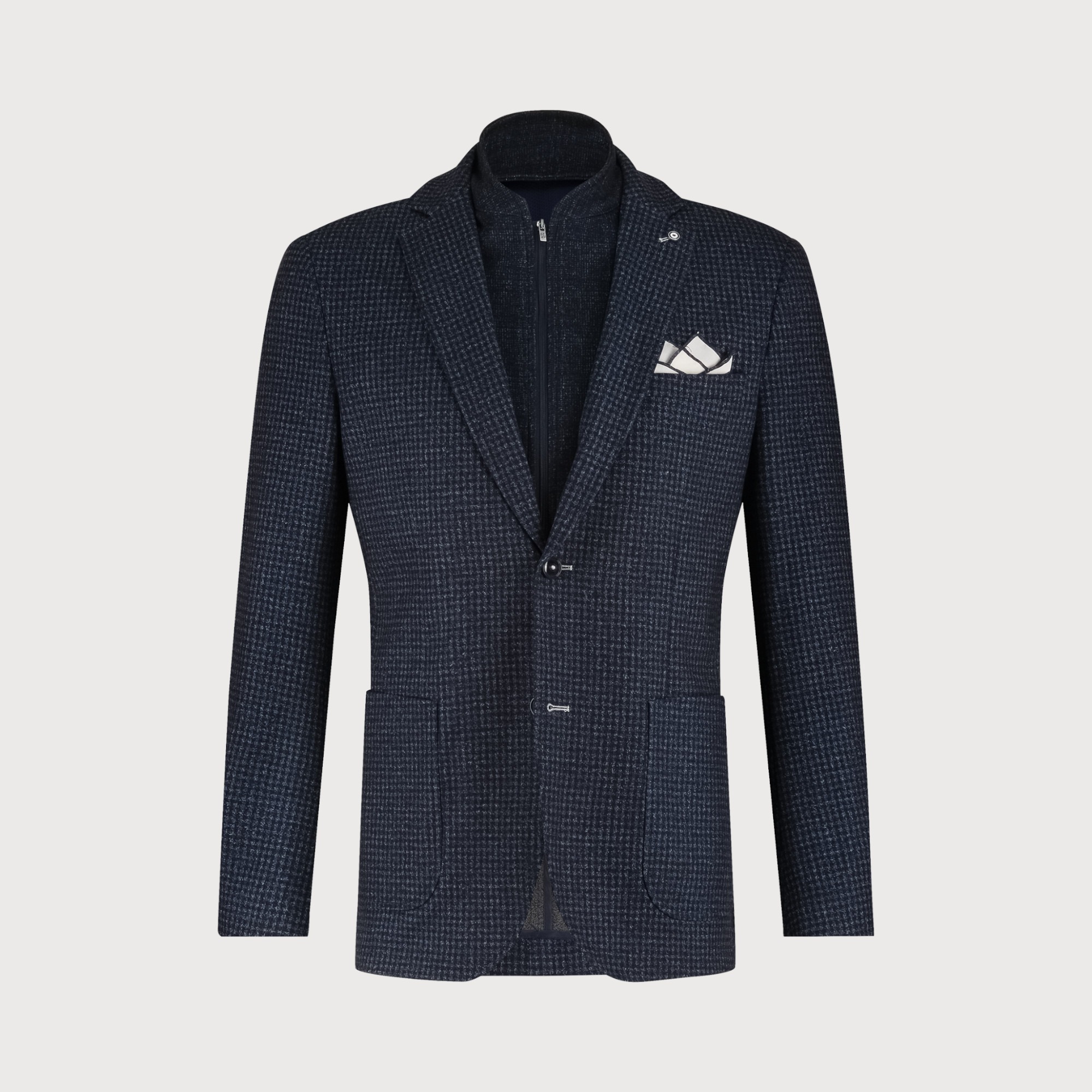 Colbert blauw met ruit.