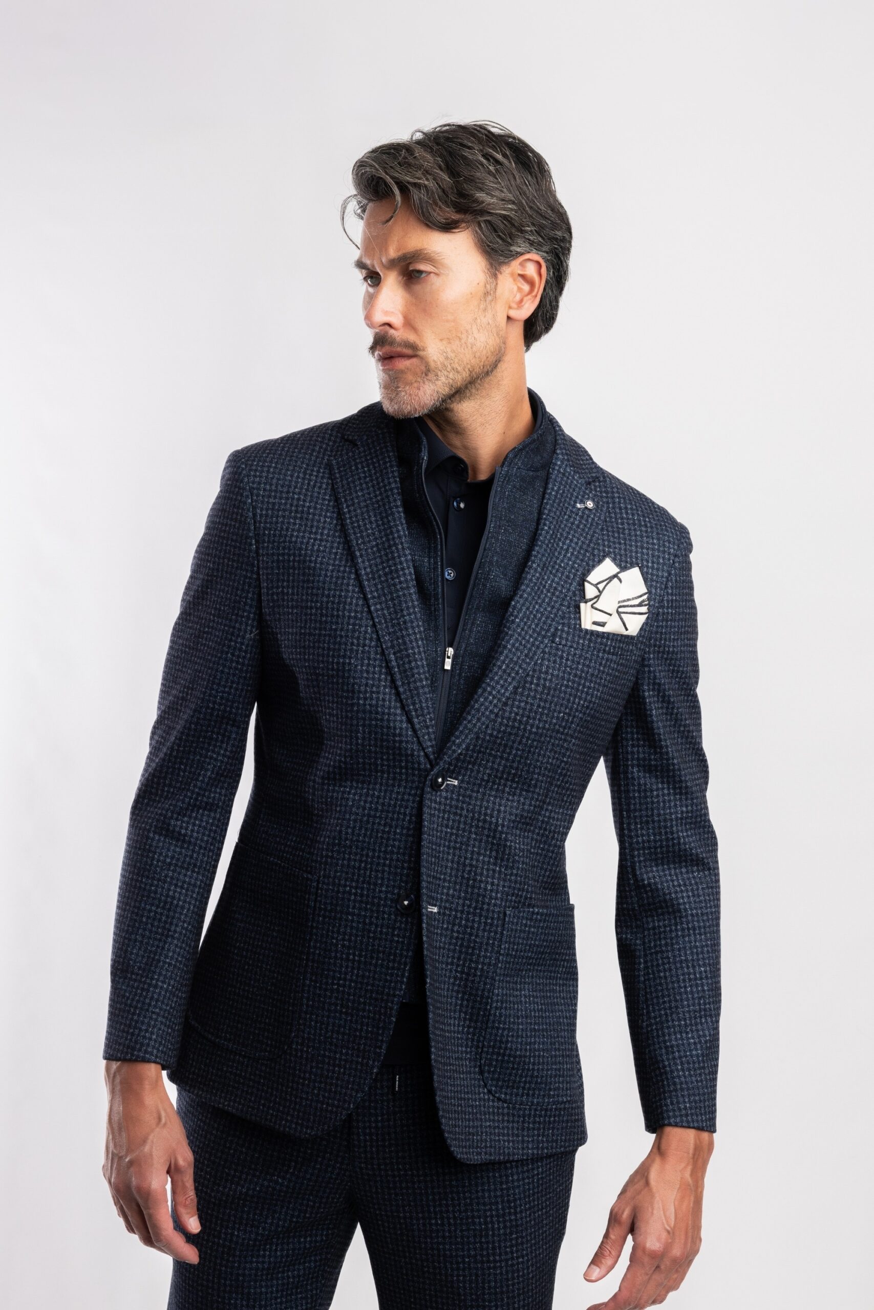 Colbert blauw met ruit. - Afbeelding 3