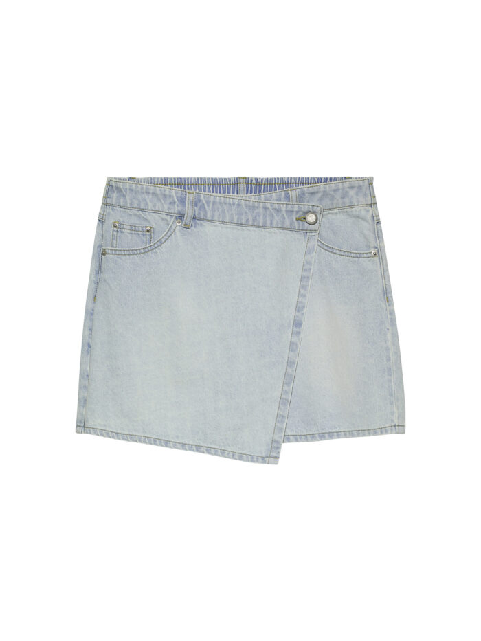 Denim wrap shorts