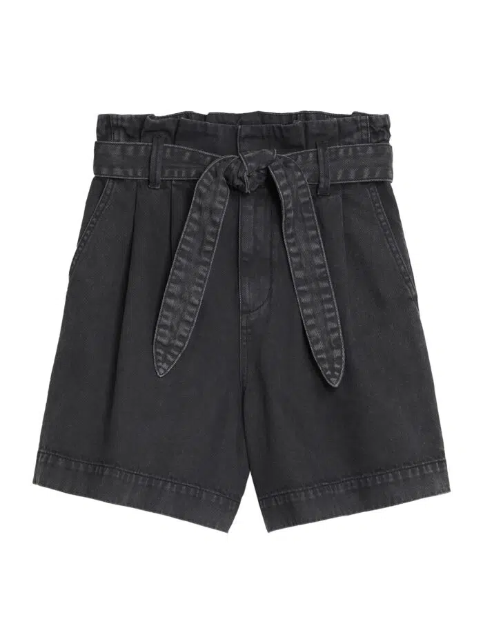 elastic waist denim shorts