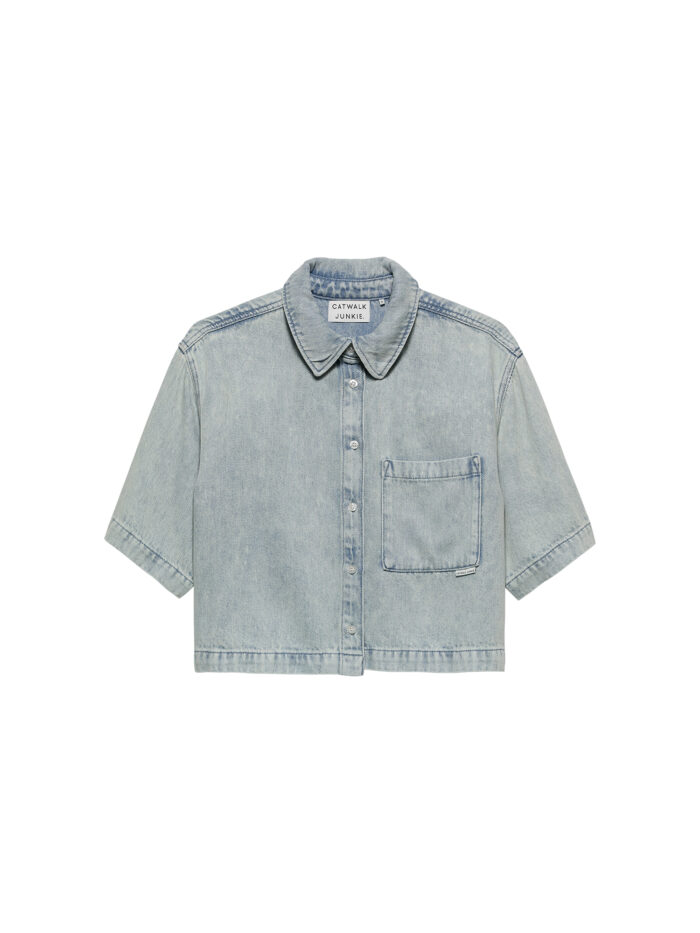Short sleeve denim blouse