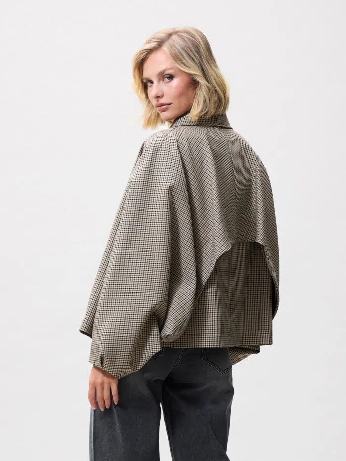 Check cape jacket - Afbeelding 6
