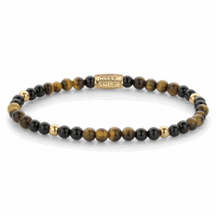 Mix Tiger Black - 4mm - 18 ct yellow gold plated S